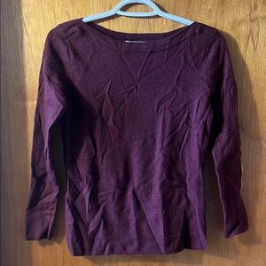 Woman’s Ellen Tracy 100% Extra Fine Merino Wool Long-Sleeve Top in Plum